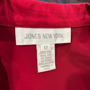 Jones New York “Cranberry”Red Silk Top